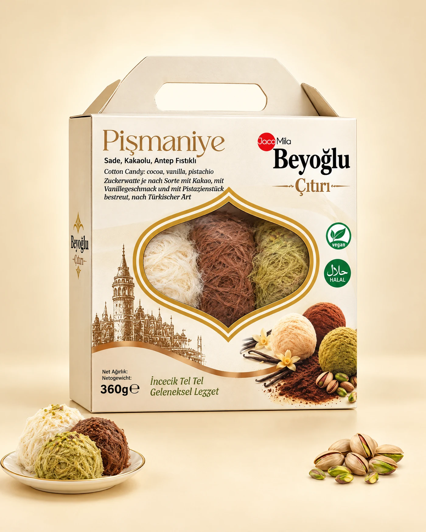 Pişmaniye — Natur, Kakao, Pistazie — 1