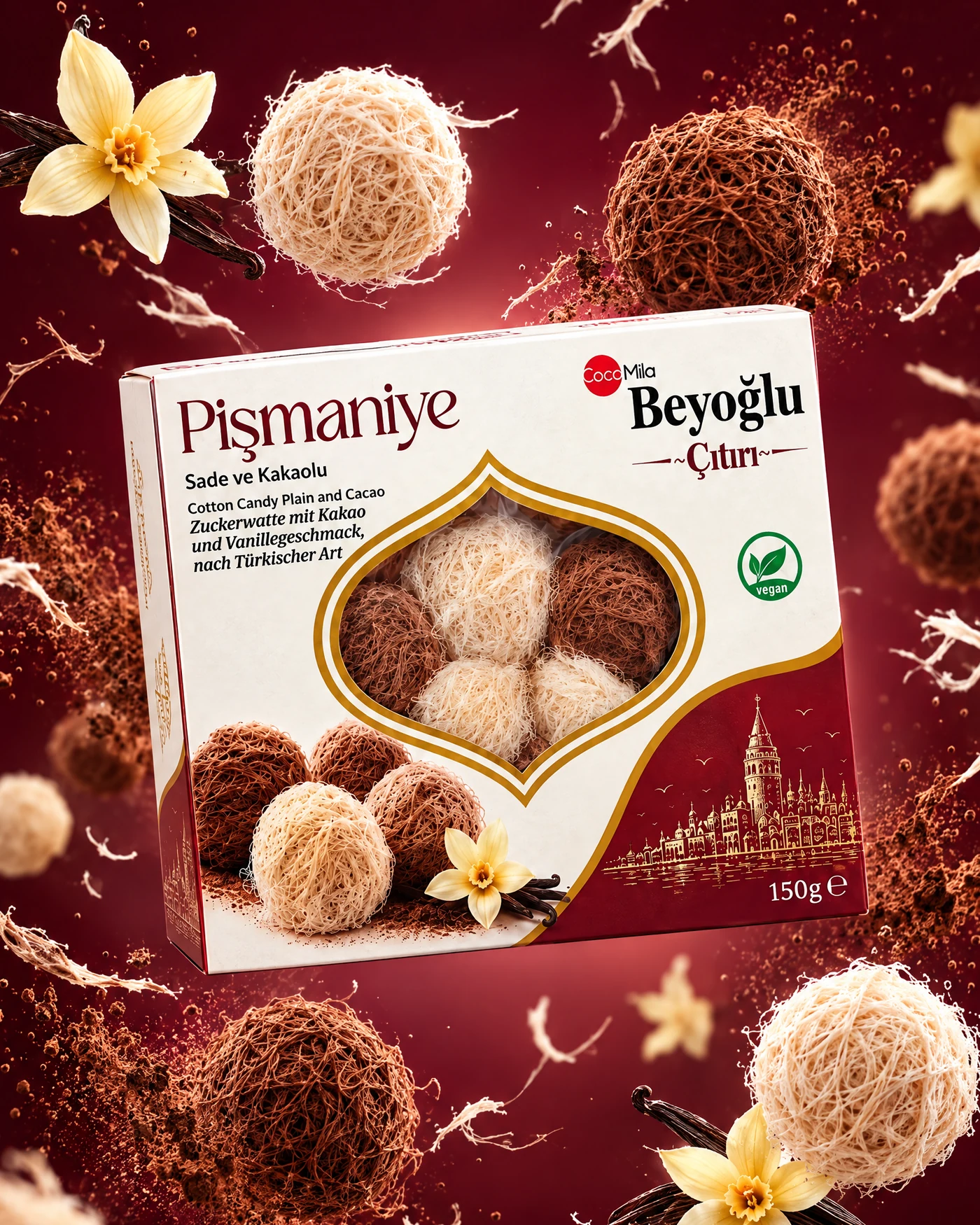 Pişmaniye Sade ve Kakaolu — 150 g — 2