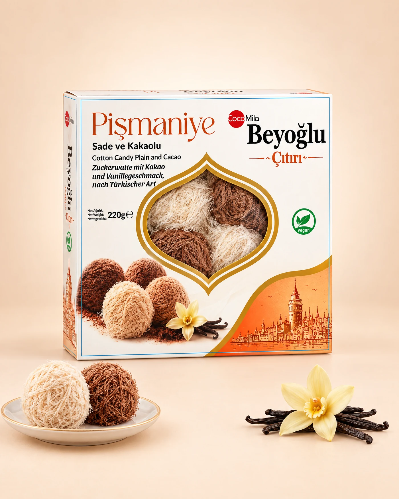 Pişmaniye Sade ve Kakaolu — 220 g — 1