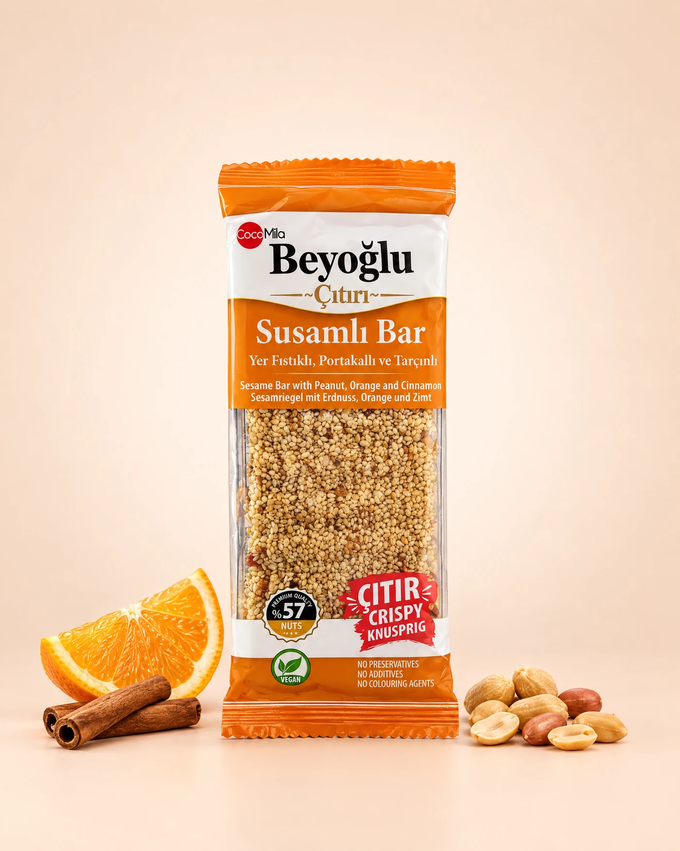 Sesamriegel mit Erdnuss, Orange & Zimt — 1