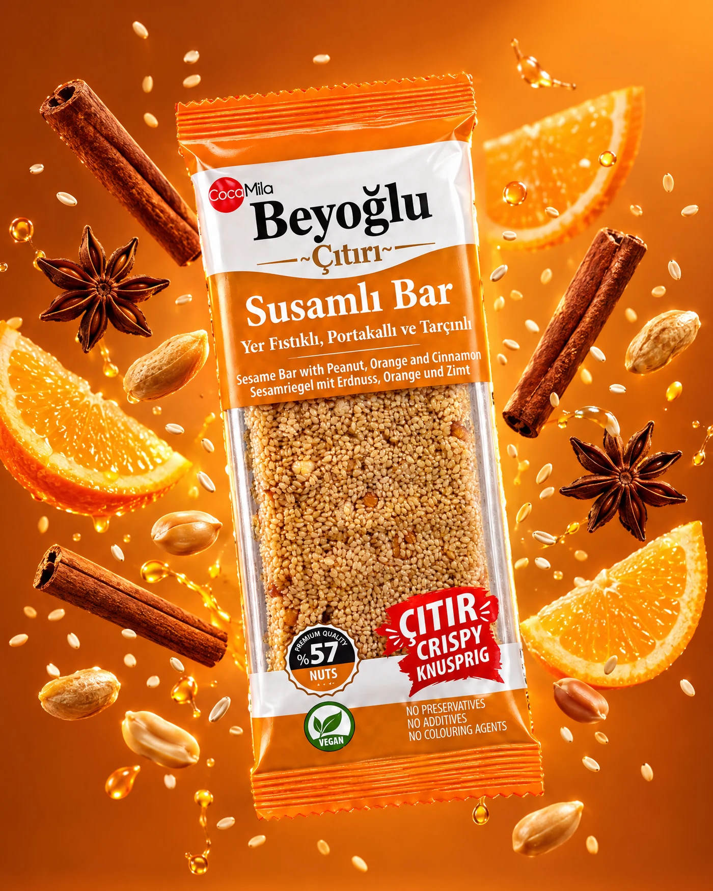 Sesamriegel mit Erdnuss, Orange & Zimt — 2
